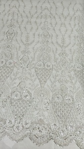 Designer Handwork Beads Imported Tulle <b>Fabric</b> <b>for</b> Wedding Apparel Party Wear Veils & High-End Fashion Garments - Product Image 6
