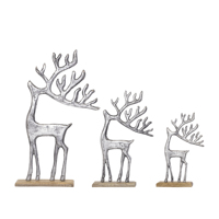 Statues de cerfs abstraites modernes en or, figurines de gazelles en métal de luxe sur socle en bois, sculpture animale élégante pour la décoration de la maison et du bureau