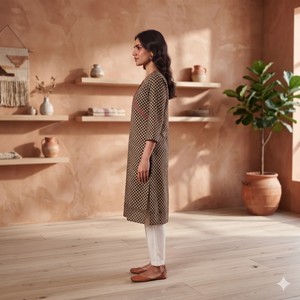 ชุดคุร์ตาผู้หญิง Ramas Kurtis ดีไซน์หรูหรา สวมใส่สบาย คอวี สายเดี่ยว ผ้าฝ้ายป๊อปลิน สำหรับฤดูร้อน แบบผูกเอว พิมพ์ลายดิสชาร์จ ปักลาย แห้งเร็ว - Product Image 6