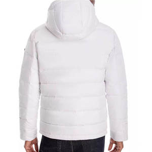 Veste matelassée à capuche blanche pour homme avec fermeture éclair, coupe-vent, manteau d'hiver décontracté, rembourrage épais en polyester, coupe régulière - Product Image 5