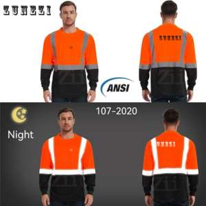 Chemises de travail réfléchissantes FR, 100% polyester, impression bicolore, vêtements de travail en jersey haute visibilité, ANSI classe 1, imperméables, LED - Product Image 3