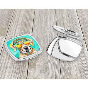 Women and Girls' Travel <b>Makeup</b> <b>Mirror</b> Handheld Folding Compact Design with Decorative Hippie Dawg Gift for Weimaraner Lovers - Product Image 3