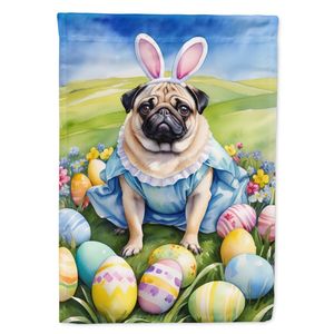 Multicolor Pug Easter Egg Hunt Garden Flag Buzón Decorativo Yard Banner para Patio Obra de arte para macizos de flores y césped - Product Image 1