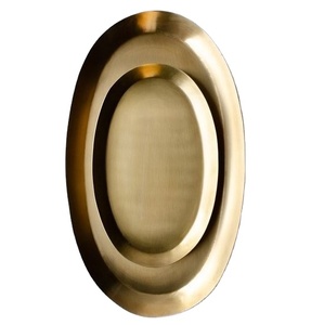 Plateau ovale en métal, laiton mat Antique, vaisselle de haute qualité, plateau de service de cuisine, décor de mariage, plateau de repas - Product Image 1
