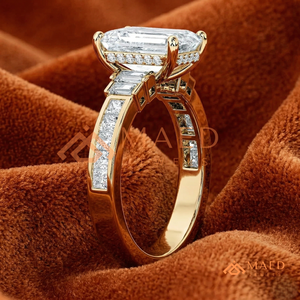 Luxury Emerald Diamond Engagement <b>Ring</b> in 18K Yellow <b>Gold</b> Fine Jewelry Emerald Cut <b>Ring</b> in <b>Gold</b> with Channel <b>Set</b> Diamonds - Product Image 2