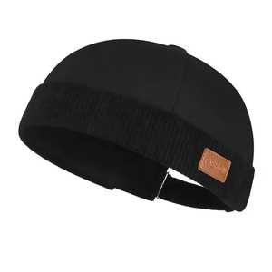 Custom Logo Unisex Solid Jacquard <b>Beanie</b> Hat 100% Cotton Breathable <b>Waterproof</b> Computer Knitted Casual Winter Outdoor Adult Size - Product Image 1