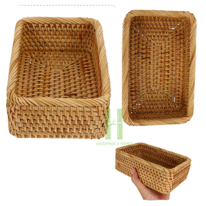 Cestas de picnic de ratán de alta calidad, bandeja de servicio blanca de almacenamiento, bandeja de mimbre multiusos tejida a mano directamente de fábrica de Vietnam - Product Image 5