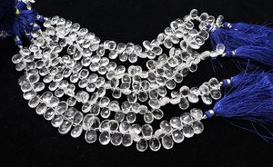 Natural <b>Crystal</b> Quartz Pear Shape Faceted Briolette <b>Beads</b> 7x10MM <b>Crystal</b> Quartz Gemstone Pear <b>Beads</b> 8 Inch For Jewelry Making - Product Image 2