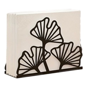 Modern Design Leaf Shaped <b>Matte</b> Black Powder Coated Finished Iron Napkin Holder For Dining <b>Table</b> Center Piece For Gifting - Product Image 1