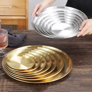 Plato de Barbacoa Coreano de Acero Inoxidable, Redondo, Grueso, Dorado, de 45 cm, para Servir Comida, Platos y Bandejas para la Cena - Product Image 3