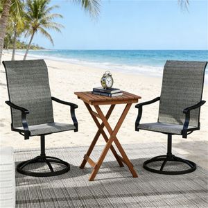 ชุดเก้าอี้นั่งเล่นและเก้าอี้รับประทานอาหารสีเทา 1 ชุด 2 ตัว สำหรับลานบ้านหรือระเบียง - Product Image 1