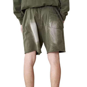 Shorts pour hommes en coton 100% de haute qualité, effet délavé numérique, motif uni, décontracté, sport, streetwear, taille élastique, séchage rapide - Product Image 5