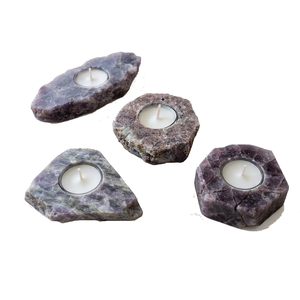 Crystal Stone Lepidolite Carved Handmade Natural Stone Candle Holder Gemstone Agate <b>Healing</b> Wholesaler - Product Image 4