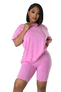 Femmes 2 pièces de haute qualité costume de sport à manches courtes t-shirt et Shorts nouveau été femmes deux pièces Twin Set shorts pour femmes - Product Image 4