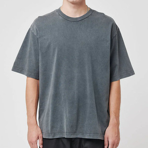 T-shirt à manches courtes pour homme, gris foncé, col rond, 100% coton, tricoté, décontracté, couleur unie, design simple, coupe classique - Product Image 4