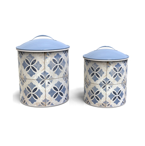 Retro Metal Food <b>Storage</b> <b>Containers</b> Cylinder Shape Airtight Lids Kitchen Freshness Preservation <b>Stackable</b> Design - Product Image 2