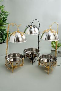 Stainless Steel Eco-Friendly Luxury Design Chafing Dish Glass Metal Lid Buffet <b>Food</b> Warmer Catering <b>Server</b> for Wedding Party - Product Image 2