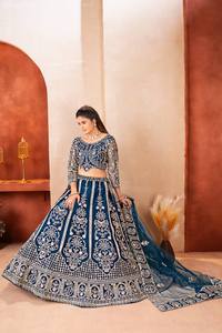 Latest Traditional Women Wedding Diwali Festival Wear Butterfly Net <b>Material</b> Lehenga Choli with <b>Sequins</b> Codding Embroidery Work - Product Image 5
