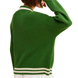 เสื้อคาร์ดิแกนถักไหมพรมผสมขนสัตว์สำหรับผู้หญิง สั่งทำขายส่ง ปิดกระดุมแบบปกปิด คอวี แขนยาว แต่งขอบยางยืด สไตล์ลำลองสำหรับฤดูหนาว ลุคพรีปปี้ วินเทจ เหมาะสำหรับงานสังสรรค์ - Product Image 6