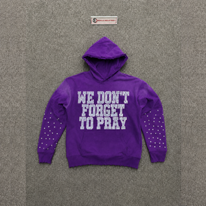 Sweat à capuche graphique violet oversize de qualité supérieure, streetwear unisexe, pull-over décontracté pour homme avec imprimé strass - Product Image 5