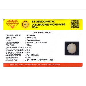 Natural Ethiopian Opal 9 Carat Loose Gemstone for Fine Jewelry Blue IGI Certified - Product Image 4