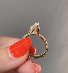Bague solitaire en diamant taille poire VS1 de 2,00 carats cultivé en laboratoire, en or massif 14K, sertie demi-clos, cadeau d'anniversaire pour partenaire de vie - Product Image 4