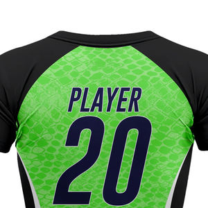 Maillot de softball unisexe entièrement personnalisé, sublimé, couleur unie noir-ancien or, 3D, à deux boutons, col ras du cou, antibactérien, en solde - Product Image 3