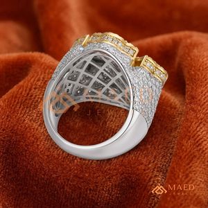Anillo Cuadrado de Moissanita y Diamantes de Laboratorio, Oro de 18k, con Incrustaciones de Piedras Púrpuras Brillantes, para Cantantes de Hip Hop y Campeones - Product Image 2