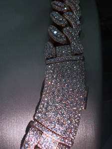 Collier chaîne cubaine glacée en or rose avec moissanite VVS, tendance unisexe, best-seller, vente chaude, hip-hop, bling, luxe - Product Image 5