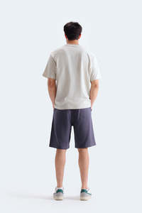 Pantalones Cortos Bermuda Plisados de Color Sólido para Hombre, Cintura Media Elástica, Estilo Casual, Tejido de Algodón Transpirable de Secado Rápido con Cierre de Cremallera - Product Image 4