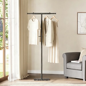 Porte-manteau moderne en fer avec étagères de rangement à trois niveaux pour l'organisation de la chambre, style industriel, étagère multifonctionnelle - Product Image 6
