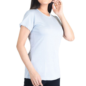เสื้อยืดคอกลมแขนสั้นสีฟ้าอ่อนสำหรับผู้หญิง ผ้าฝ้ายเจอร์ซีย์ 100% สีพื้น สวมใส่สบาย ทรงปกติ ใส่ได้ทุกฤดู รุ่นปี 2026 - Product Image 5