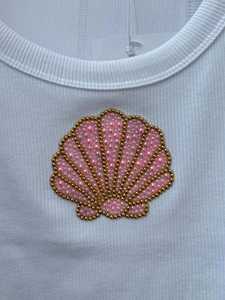 Exquisite <b>Blue</b> Seashell Ribbed Tank <b>Top</b> Womens Crew Neck Sleeveless Beach <b>Crop</b> <b>Top</b> Bulk Export Factory - Product Image 2