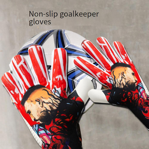 ถุงมือผู้รักษาประตูแบบเต็มนิ้ว ป้องกันการลื่น ทนทานต่อการสึกหรอ ปิดด้วยเชือกผูก ระบายอากาศได้ดี ผลิตจากยาง PU หนา 4 มม. ป้องกันนิ้วมือ - Product Image 2