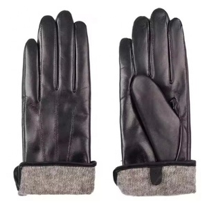 Gants d'hiver en cuir de mouton noir pour femmes, fabriqués au Pakistan, avec doublure en laine, style décontracté quotidien en PU, tendance - Product Image 5