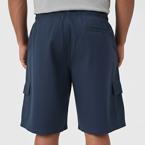 Men's Summer Lightweight 100% Cotton Canvas High Street Style 6-Pocket Solid Pattern Breathable Elastic Waist <b>Cargo</b> Shorts - Product Image 3