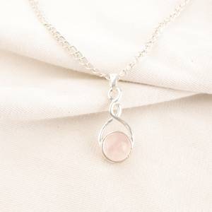 Rose Quartz Pendant 925 Sterling <b>Silver</b> Handmade Engagement Wedding Party Anniversary Gift for Her Elegant Necklace - Product Image 6