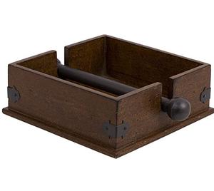 Support à serviettes en bois plat avec bras en métal noir et emballage luxueux pour table à manger à la maison et pour les fêtes - Product Image 1