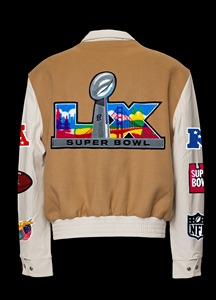 Super Bowl 2026 Wool & Leather Varsity <b>Jacket</b> CamelWhite - Product Image 2