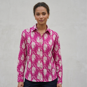 Camisa con estampado de bloques a mano Camisas elegantes para mujer Camisa de tela de algodón suave con estampado de bloques a mano India a la venta al mejor precio - Product Image 1