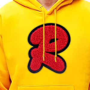 Sweat-shirt à capuche jaune pour homme avec broderie de lettres rouges, pull décontracté - Product Image 6