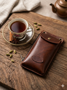 Funda Larga para Teléfono Móvil, Hecha a Mano con Cuero Genuino de Primera Calidad, con Botón, Ecológica, Multifuncional, con Ranuras para Tarjetas y Efectivo - Product Image 5