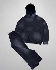 Ensemble de survêtement en molleton délavé unisexe, sweat à capuche oversize et pantalon de jogging, style streetwear, deux pièces - Product Image 1