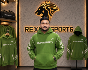 REXFITSPORTS 2026 Custom Green <b>Zip</b> Up Hoodie Unisex Cotton Polyester Fleece Streetwear <b>Full</b> <b>Zip</b> <b>Sweatshirt</b> with Contrast Panels - Product Image 5