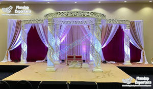Mariage indien du sud Fibre Cristal Mandap Mariage d'intérieur Cristal blanc Mandap Sydney Conte de fées Thème Mariage Mandap Décoration - Product Image 5