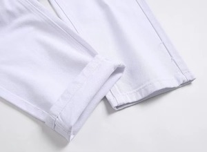 Pantalones Vaqueros Rectos Blancos para Hombre, Transpirables, Casuales, de Verano e Invierno, con Botones y Pliegues - Product Image 2