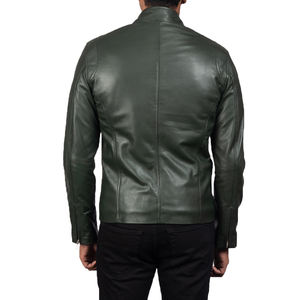 Chaqueta Bomber Unisex Verde de Cuero Genuino, Impermeable y Resistente al Viento, con Cierre Clásico, Estilo Casual, Fabricante ODM Personalizado - Product Image 5