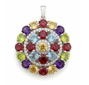 Rhaya Jewels – pendentif fleur en pierres précieuses naturelles pour femmes, 100% naturelles, plaqué rhodium, argent sterling, modèle minimaliste, cadeau raffiné - Product Image 1