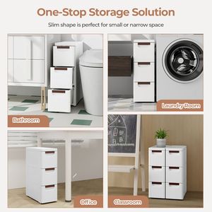 Organizador Rodante Estrecho de 3 Cajones, Gabinete de Almacenamiento para Espacios Pequeños con Ruedas Integradas - Product Image 5