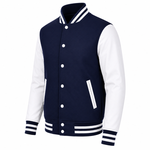 Veste universitaire classique pour homme à imprimé sur le devant, fermeture à boutons-pression, poches, style décontracté, tenue d'équipe universitaire - Product Image 4